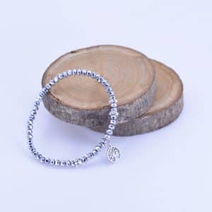 Bracelet perles à facettes argenté brillant