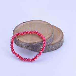 Bracelet élastique perles à facettes rouge brillant