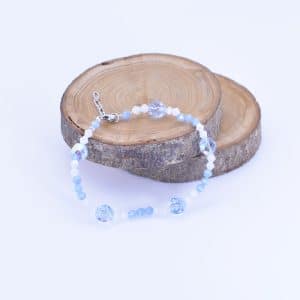 Bracelet perles facetées bleu et blanc