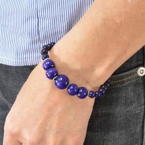 Bracelet élastique petites et grosses perles en bois violet