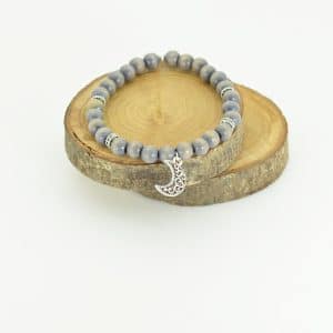 Bracelet perles en bois gris