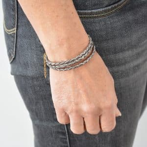 Bracelet simili gris acier