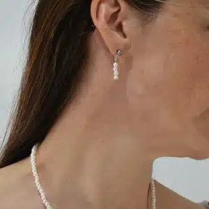 Boucles d'oreilles nacre pendante perles de verre nacré