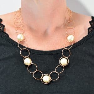 Collier sautoir, chaine métal rosé