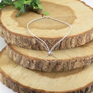 Collier cordon coton ciré double gris et blanc