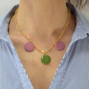 Collier Chaîne métal doré, maille losange miroir