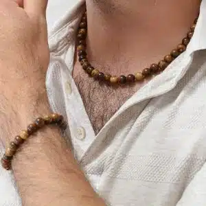 Collier homme perles bois dark vietnam wood