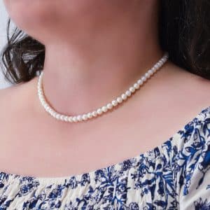 Collier perle de culture véritable blanc nacré
