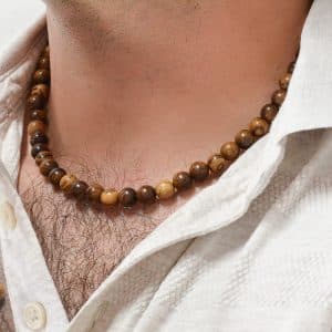 Collier homme perles bois dark vietnam wood