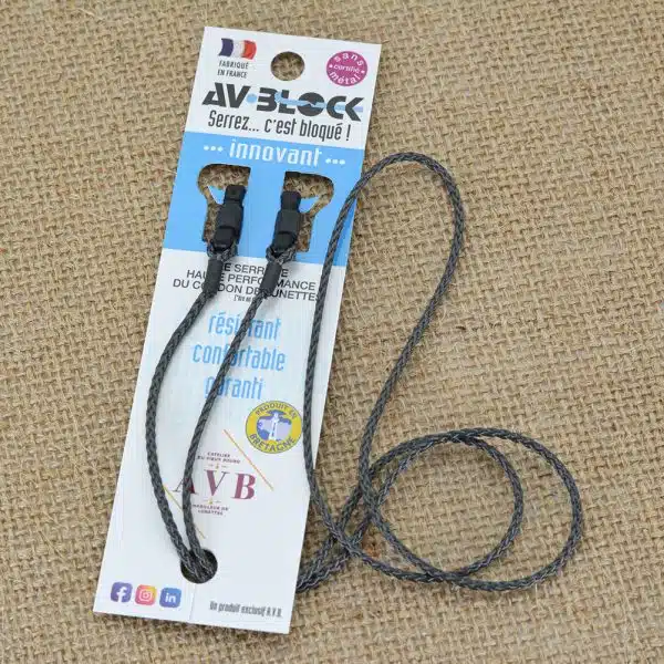 Cordon de lunettes AVBlock classique gris. disponible en longueur 65cm et 80 cm