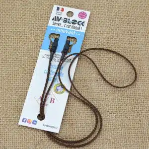 Cordon de lunettes AVBlock classique marron. disponible en longueur 65cm et 80 cm