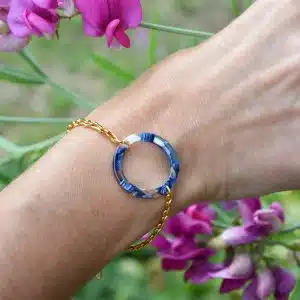 Bracelet chaîne métal doré, maillon "givré"