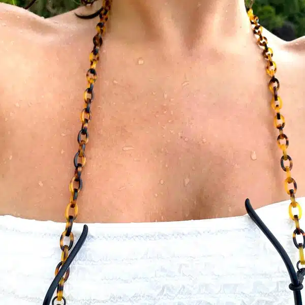 Chaine de lunettes acétate petits maillons écaille
