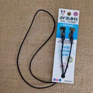 Cordon de lunettes AVBlock coton ciré noir.