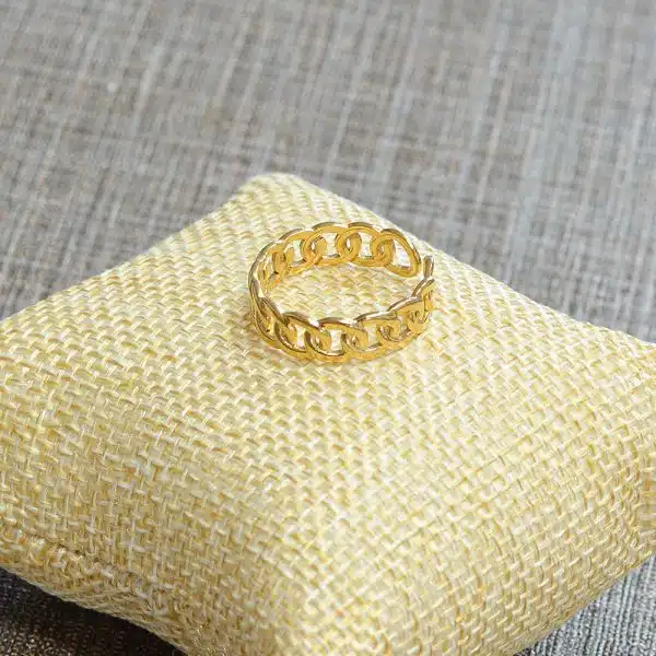 Bague et Bracelet Jonc - Parure acier inoxydable doré