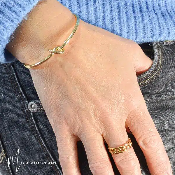 Bague et Bracelet Jonc - Parure acier inoxydable doré