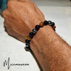 Bracelet-Hematite-Oeil de Tigre-Onyx d'Afrique du Sud