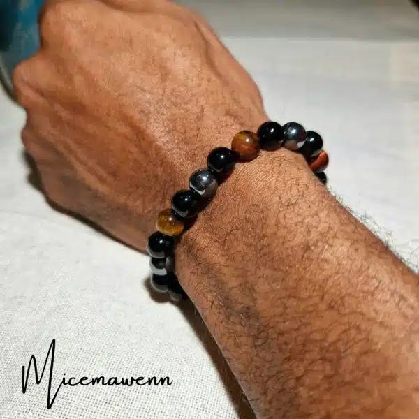 Bracelet-Hematite-Oeil de Tigre-Onyx d'Afrique du Sud