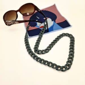 Chaine de lunettes grosses mailles acrylique, gris