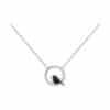 Collier argent 925 pendentif petit oiseau perché argent et émail noir