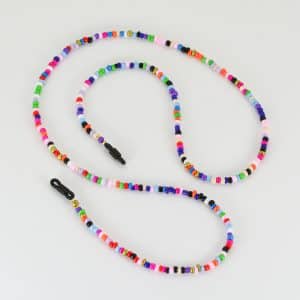 Chaîne de lunettes en perles de rocaille multicolores. Perles de verre diamètre 3 mm