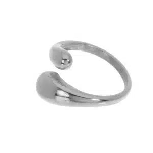 Bague ajustable acier inoxydable rhodié large d’un diamètre de 2cm. Coloris argenté. Modèle Ombelyne. Une création Les Cléias Paris.