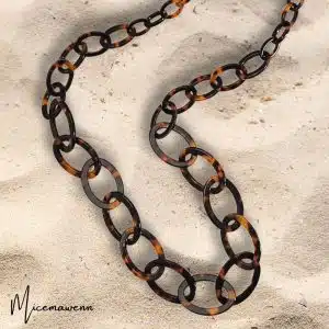 Chaine de lunettes en acétate avec des maillons ovales de 3 tailles différentes - coloris écaille