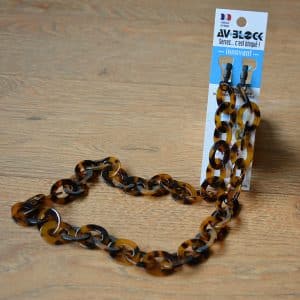 Chaine de lunettes Acétate gros maillons écaille avec système de fixation classique