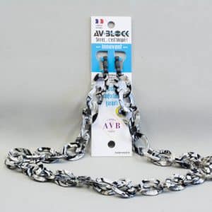 Chaine de lunettes Acétate gros maillons gris avec système de fixation AVBlock