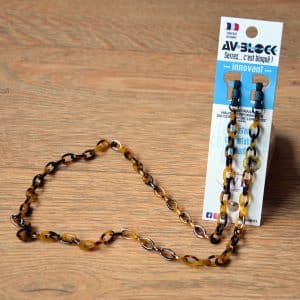 Chaine de lunettes Acétate Noir avec système de fixation AVBlock