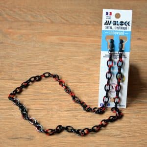 Chaine de lunettes Acétate Noir avec système de fixation AVBlock