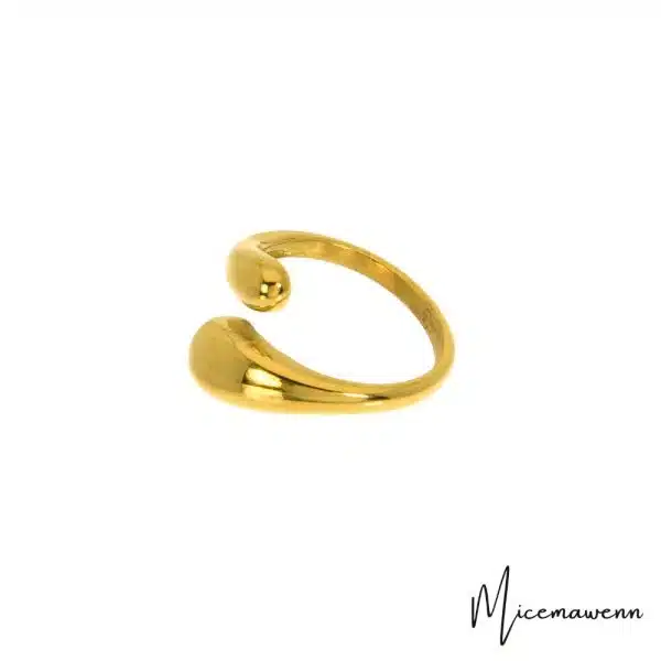 Bague large acier inoxydable doré, ajustable