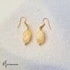 Boucles d'oreilles pendantes acier inoxydable perles baroque crème marbré