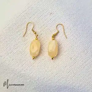 Boucles d'oreilles pendantes acier inoxydable perles baroque crème marbré
