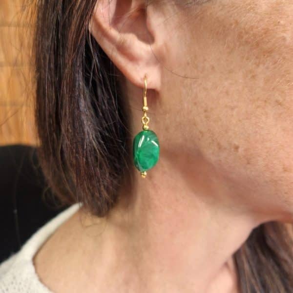 Boucles d'oreilles perle baroque vert marbré