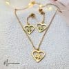 Parure Collier et boucles d'oreilles doré coeur arbre de vie pendentif acier inoxydable