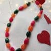 collier perles baroques vert, orange, rose vif marbré - fermoir dore- 2 longueurs disponibles