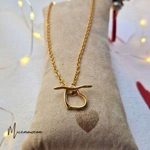 Collier coeur doré fermoir T pendentif acier inoxydable