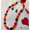 collier perles baroques vert, orange, rose vif marbré - fermoir dore- 2 longueurs disponibles