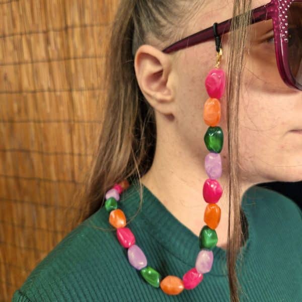 -Chaine de lunettes et Collier perles baroques vif