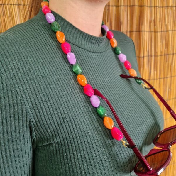 -Chaine de lunettes et Collier perles baroques vif