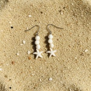 -Boucles d'oreilles étoile de mer, coloris coquillage