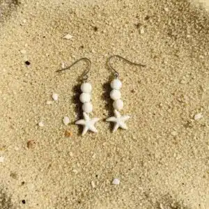 -Boucles d'oreilles étoile de mer, coloris coquillage