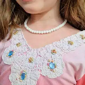 Collier enfant perles blanches agate, pierre naturelle