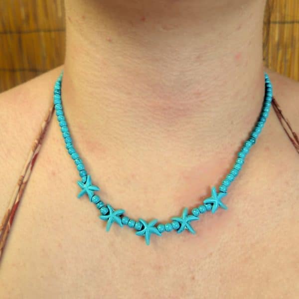 Collier étoile de mer, coloris turquoise