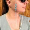 Cordon de lunettes Étoiles de mer turquoise, perles blanches coquillage – Esprit bord de mer