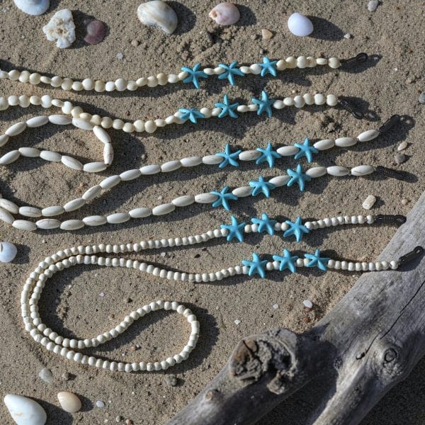 -Cordon de lunettes Etoile de mer coquillage Blanc
